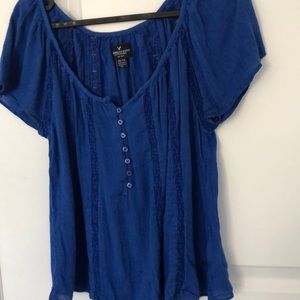 Blue top, flowy, NEW